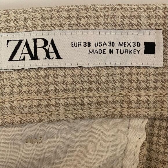 Zara - Tan Houndstooth Pants Trousers - size 30 (8) - Picture 3 of 7